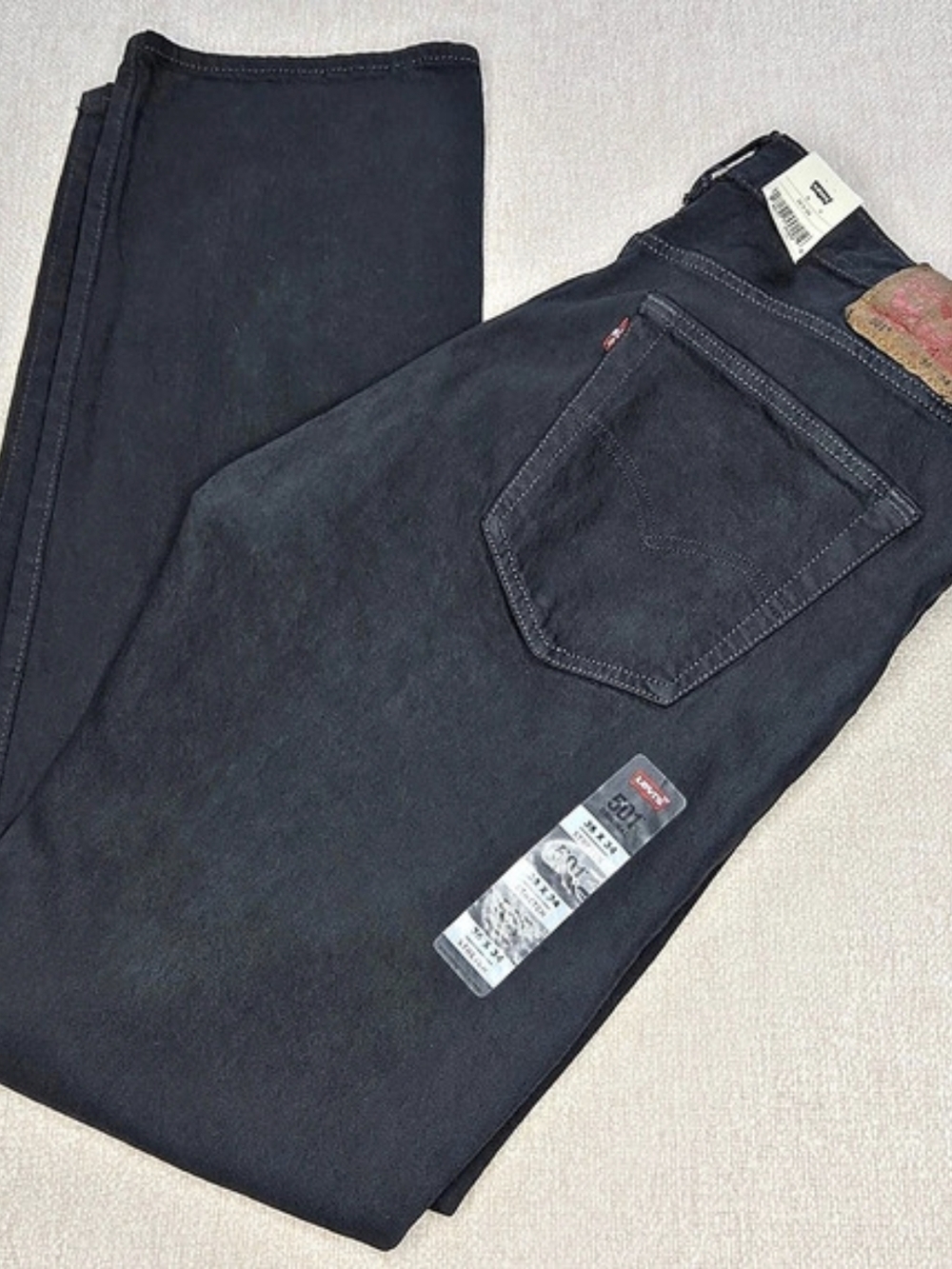 Levi's 501 Original Fit Jeans Mens 36x34 Black Stretch Denim Button Fly NWT